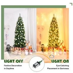 Tangkula Pre-lit Hinged Artificial Pencil Fir Christmas Tree with UL-listed Lights -Northlight Christmas Store GUEST 6567c928 67d1 4bc7 ade4 dd63a999a08c