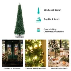 Tangkula 9'Artificial Slim Christmas Tree Pencil Shape Home Holiday Decor Green -Northlight Christmas Store GUEST 65a998cd 1ec5 4af2 a4bb 5c6516fc9300