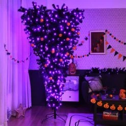 Tangkula Black Upside Down Artificial Christmas Tree Pre-lit Halloween Tree Faux-Pine Christmas Tree w/ Purple LED lights -Northlight Christmas Store GUEST 66b9ae87 d8ad 4993 a767 9bc026c5ae54