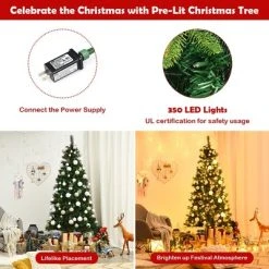 Costway 7Ft Pre-lit Hinged PE Artificial Christmas Tree w/ 350 LED Lights & Pine Cones 16 Costway 7Ft Pre-lit Hinged PE Artificial Christmas Tree w/ 350 LED Lights & Pine Cones -Northlight Christmas Store GUEST 6732274e 05bf 447e 8bf7 5cd2998395c1