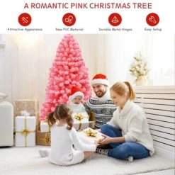 Costway 6.5ft Snow Flocked Hinged Artificial Christmas Tree w/ Metal Stand Pink 15 Costway 6.5ft Snow Flocked Hinged Artificial Christmas Tree w/ Metal Stand Pink -Northlight Christmas Store GUEST 67dd905b 8aea 412f b610 5b066f53e99f
