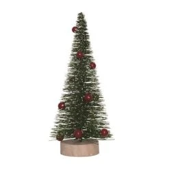 Transpac Artificial 7.87 in. Green Christmas Bottle Brush Tree with Ornaments