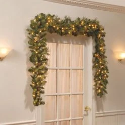 National Tree Company 9 ft. Carolina Pine Garland with Battery Operated LED Lights