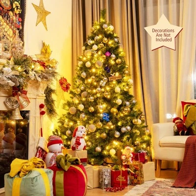 Costway 6ft Pre-Lit Artificial Hinged Christmas Tree w/8 Modes LED Lights and Foot Pedal 3 Costway 6ft Pre-Lit Artificial Hinged Christmas Tree w/8 Modes LED Lights and Foot Pedal