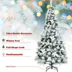 Tangkula Artificial Snow Flocked Christmas Tree 6FT Hinged Christmas Tree W/ 631 Branch Tips -Northlight Christmas Store GUEST 68979360 3411 4c37 9ee6 f2fc6ab661ed