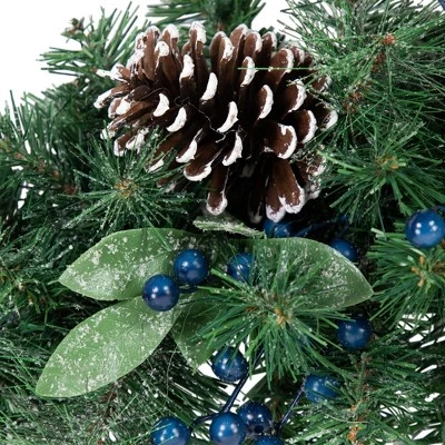 Northlight 28" Mixed Pine and Blueberries Artificial Christmas Teardrop Swag - Unlit 5 Northlight 28" Mixed Pine and Blueberries Artificial Christmas Teardrop Swag - Unlit - Image 3