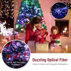 Tangkula Pre-lit Artificial Christmas Tree, Multi-Colored Fiber Optic Spruce Tree Artificial Xmas Tree -Northlight Christmas Store GUEST 68e7260e c437 4c69 a203 c95c1e044989