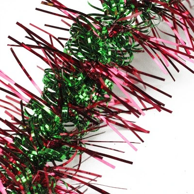 Northlight 50' x 3" Unlit Shiny Red/Green Spiral Center Tinsel Christmas Garland 3 Northlight 50' x 3" Unlit Shiny Red/Green Spiral Center Tinsel Christmas Garland