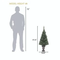 LuxenHome Set of 2 4Ft Pre-Lit LED Artificial Pine Christmas Tree with Urn Pot -Northlight Christmas Store GUEST 695bde22 5621 4cf7 8fce 7769a7485532