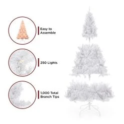Best Choice Products Pre-Lit Premium Hinged White Artificial Christmas Pine Tree w/ Lights, Stand, PVC Branch Tips -Northlight Christmas Store GUEST 69a2cf35 a71c 44a9 9f7b 4cc37e260f9c