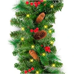Best Choice Products 9ft Pre-Lit Pre-Decorated Garland w/ PVC Branch Tips, 50 Lights, Pine Cones, Berries -Northlight Christmas Store GUEST 6a048136 4fb1 4673 8393 b1385ff4fae2
