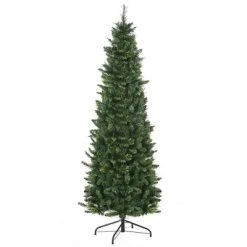HOMCOM Artificial Christmas Tree Holiday Decoration with Auto Open, Steel Base, Pine Needles, Pencil Shape -Northlight Christmas Store GUEST 6ac48597 31cc 44db b9df 998990bb6a5c