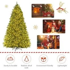 Tangkula 7.5'Artificial Green PVC Christmas Fir Tree Outdoor w/ Metal Stand and 700 LED Lights -Northlight Christmas Store GUEST 6b2acda6 a3c9 4239 ab31 75e9566cbfeb