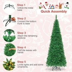Tangkula 7.5ft Pencil Christmas Tree Pre-Lit Hinged Artificial Decoration w/ 350 Warm White Lights -Northlight Christmas Store GUEST 6b427333 abbd 4aba a2ed d30666f96a47