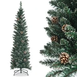 Tangkula 5/6/7FT Slim Pencil Tree Snowy Artificial Christmas Tree with 214/267/351 PVC Branch Tips & 25/31/41 Pine Cones Full Holiday Decoration Tree for Xmas -Northlight Christmas Store GUEST 6b68258b e2da 43c5 be70 bbb9cda776c3