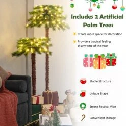 Costway 5FT+3.5FT Double Pre-Lit Artificial Tropical Christmas Palm Tree w/ 100 Lights -Northlight Christmas Store GUEST 6d6ef604 0222 4c3f 9dbc 989da898ece0