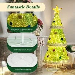 Tangkula 4.6 FT Pop-up Christmas Tree Collapsible Artificial Xmas Tree w/110 Warm Lights Tree Top Star Metal Base Lighted Christmas Decor -Northlight Christmas Store GUEST 6e7f74f0 74cb 4a0d bd81 6d41db51b509