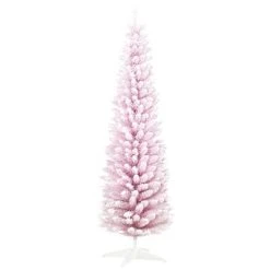 HOMCOM 82.75" Snow Flocked Artificial Pencil Christmas Tree, Slim Xmas Tree with Realistic Branches and Plastic Base Stand for Indoor Decoration -Northlight Christmas Store GUEST 6fa96ca4 cf66 4c5c a9ba a8d69a436780