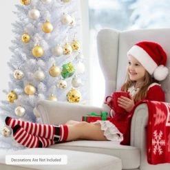 Tangkula Life-Like Slender White Christmas Tree Artificial Pencil Unlit Xmas Tree W/ Folding Metal Stand & Durable PVC -Northlight Christmas Store GUEST 6ff51894 e9e7 46d9 ae46 8cd445287815