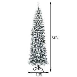 Costway 7.5Ft Pre-lit Snow Flocked Artificial Pencil Christmas Tree w/ 350 LED Lights -Northlight Christmas Store GUEST 70195a40 8b32 4c43 b452 f53fa512a8ab