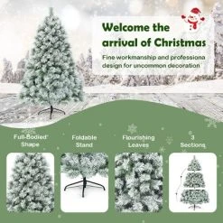 Tangkula Snow Flocked Artificial Christmas Tree Hinged Decoration Pine Tree -Northlight Christmas Store GUEST 70ac74a5 14be 4c76 9a81 060f3068ebbf