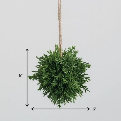 Sullivans Artificial Cedar Orb 6"H Green 4 Sullivans Artificial Cedar Orb 6"H Green - Image 2