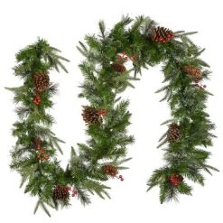 National Tree Company Pre-Lit 'Feel Real' Artificial Christmas Garland, Green, Colonial Fir, White Lights, With Pine Cones, Plug In, 9 Feet -Northlight Christmas Store GUEST 70eab96e 664e 4a25 af50 c9740fb8f624