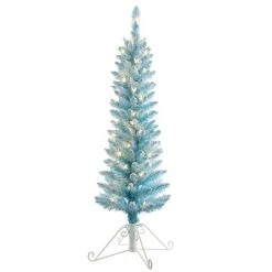 Haute Decor 4ft Pre-Lit Flocked Fir Artificial Christmas Tree Cotton Candy Blue - Haute Décor