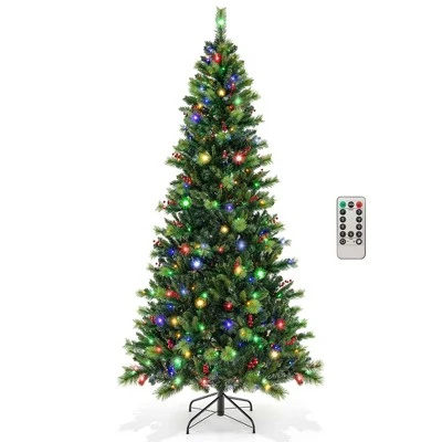 Costway 6FT/7FT/8FT Pre-Lit Artificial Christmas Tree 9 Lighting Modes with 300/400/500 LED Lights & Timer 14 Costway 6FT/7FT/8FT Pre-Lit Artificial Christmas Tree 9 Lighting Modes with 300/400/500 LED Lights & Timer - Image 12