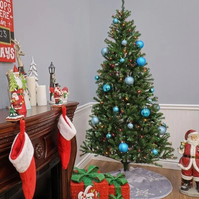 National Tree Company 6.5 ft Pre-Lit Artificial Slim Christmas Tree, Green, Aspen Spruce, Multicolor Lights, Includes Stand 5 National Tree Company 6.5 ft Pre-Lit Artificial Slim Christmas Tree, Green, Aspen Spruce, Multicolor Lights, Includes Stand - Image 3