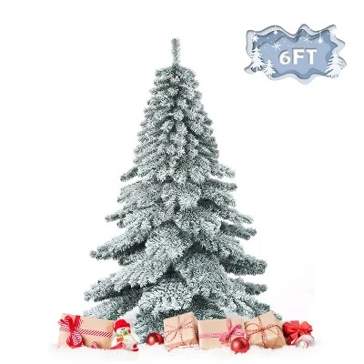 Tangkula Snow Flocked Artificial Christmas Tree Hinged Alaskan Pine Decoration Tree 11 Tangkula Snow Flocked Artificial Christmas Tree Hinged Alaskan Pine Decoration Tree - Image 9