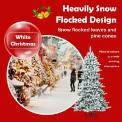 Tangkula 7ft Snow Flocked Fir Artificial Christmas Tree Hinged Decoration Pine Tree -Northlight Christmas Store GUEST 72e9b19f ef74 4d58 84af 44ede773f993