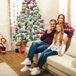 Tangkula Artificial Hinged Christmas Pines Tree Snow Flocked Decoration Tree -Northlight Christmas Store GUEST 73032bf7 920a 4ab1 9f75 965db13d7d4f