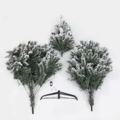 LuxenHome 7ft Pre-Lit LED Artificial Flocked Full Pine Christmas Tree with Pine Cones -Northlight Christmas Store GUEST 7309dba2 fb8f 4e9e bcd0 bd6d610a551c