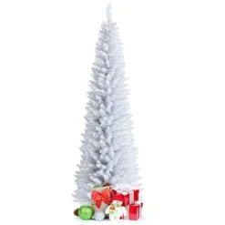 Tangkula Life-Like Slender White Christmas Tree Artificial Pencil Unlit Xmas Tree W/ Folding Metal Stand & Durable PVC -Northlight Christmas Store GUEST 738f19d3 5ef9 463c 9fec 5311f2a631e4