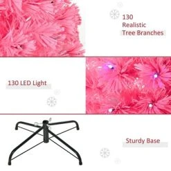 HOMCOM 4ft Fir Artificial Christmas Tree with Realistic Branches, 130 Multi-Color Fiber Optic LED Lights and 130 Tips, Pink 10 HOMCOM 4ft Fir Artificial Christmas Tree with Realistic Branches, 130 Multi-Color Fiber Optic LED Lights and 130 Tips, Pink -Northlight Christmas Store GUEST 7393520a 07db 4f7d ac5d bdbca63566aa