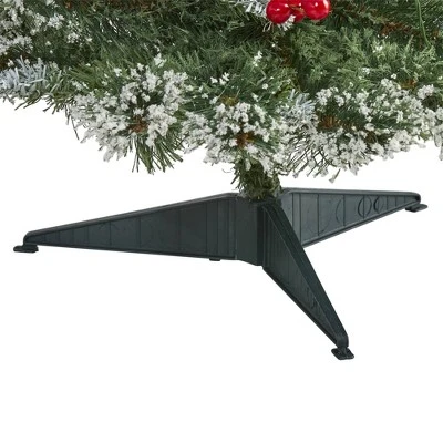 Nearly Natural 36" Pre-Lit LED Flocked Swiss Pine Artificial Christmas Tree with Berries Clear Lights 4 Nearly Natural 36" Pre-Lit LED Flocked Swiss Pine Artificial Christmas Tree with Berries Clear Lights - Image 2