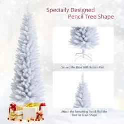 Costway 6ft Unlit Artificial Slim Pencil Christmas Tree with Metal Stand White -Northlight Christmas Store GUEST 7492203f c8ba 40f7 b96d 782521b69e1c