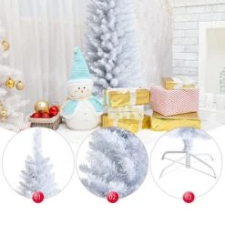 Tangkula Life-Like Slender White Christmas Tree Artificial Pencil Unlit Xmas Tree W/ Folding Metal Stand & Durable PVC -Northlight Christmas Store GUEST 74adfdc5 ad6d 4049 b867 65cbfb09b27c