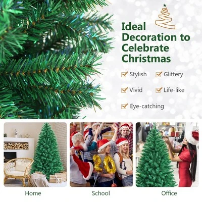 Costway 7ft Iridescent Tinsel Artificial Christmas Tree Green w/1160 Branch Tips 7 Costway 7ft Iridescent Tinsel Artificial Christmas Tree Green w/1160 Branch Tips - Image 5