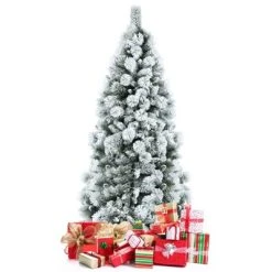 Tangkula 5FT Hinged Slim Artificial Xmas Tree, Snow-Flocked Pencil Christmas Tree W/ 470 Branch Tips -Northlight Christmas Store GUEST 753a00a6 f7ff 45c8 bd7c 217ce6a39945