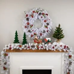 Northlight 9' x 10" White Iridescent Mixed Pine Artificial Christmas Garland - Unlit