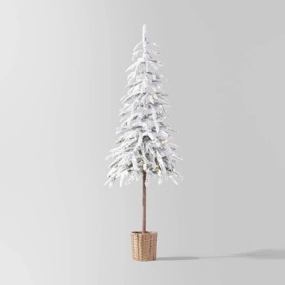 Pre-lit LED Dewdrop Downswept Flocked Balsam Fir with Basket Artificial Christmas Tree Warm White Lights - Wondershop™ 6 Pre-lit LED Dewdrop Downswept Flocked Balsam Fir with Basket Artificial Christmas Tree Warm White Lights - Wondershop™ - Image 4