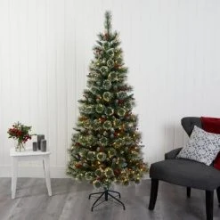 6ft Nearly Natural Pre-Lit LED Frosted Swiss Pine Artificial Christmas Tree Clear Lights -Northlight Christmas Store GUEST 75a2383f d78a 443a 816a a85da87cd51f