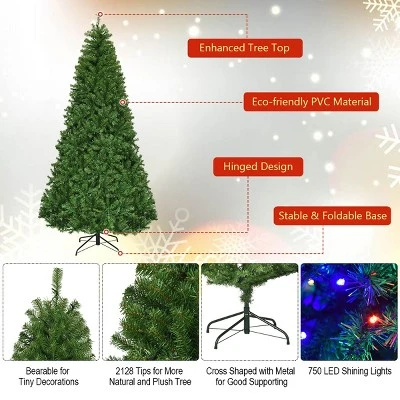 Costway Pre-Lit Artificial Christmas Tree 8Ft Hinged 750 LED Lights 9 Costway Pre-Lit Artificial Christmas Tree 8Ft Hinged 750 LED Lights - Image 7