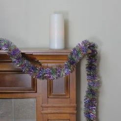 Northlight 12' x 3" Unlit Soft Rainbow Tinsel Christmas Garland