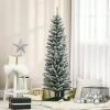 HOMCOM 59" Snow Flocked Artificial Pencil Christmas Tree, Slim Xmas Tree with Realistic Branches and Plastic Base Stand for Indoor Decoration -Northlight Christmas Store GUEST 76dae220 2dfd 4714 a3e3 b06b33973eec