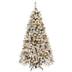 Costway 6ft/7.5ft/9ft Pre-Lit Premium Snow Flocked Hinged Artificial Christmas Tree with 250 Lights/450 Light/550 Lights -Northlight Christmas Store GUEST 76ffba56 2137 408c 8fd6 ca79c069743a