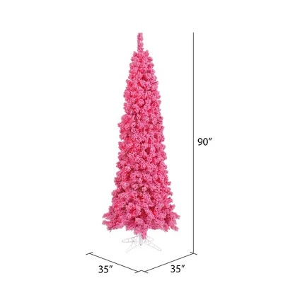 Vickerman Flocked Pink Pencil Fir Artificial Christmas Tree 3 Vickerman Flocked Pink Pencil Fir Artificial Christmas Tree