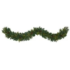 Nearly Natural 6’ Mixed Pine and Pinecone Artificial Garland with 35 Clear LED Lights